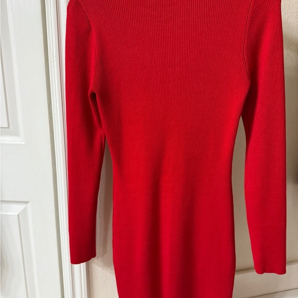 Red Ribbed Knit Dress - Picture 5 of 5